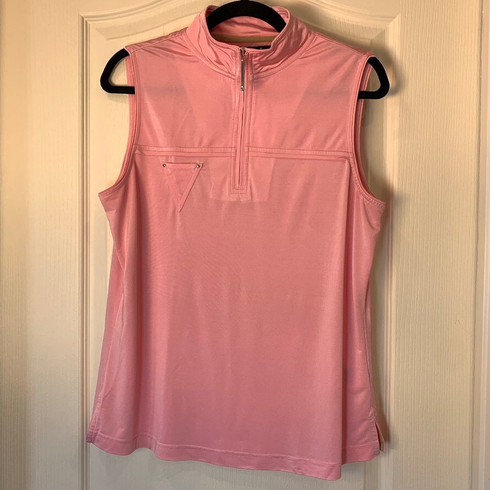 Jamie Sadock Sleeveless Lightweight Golf Top – Tailored Fit, Soft Pink, Size L